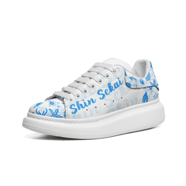 Unisex Non Slip Lace Up Faux Leather Sneakers