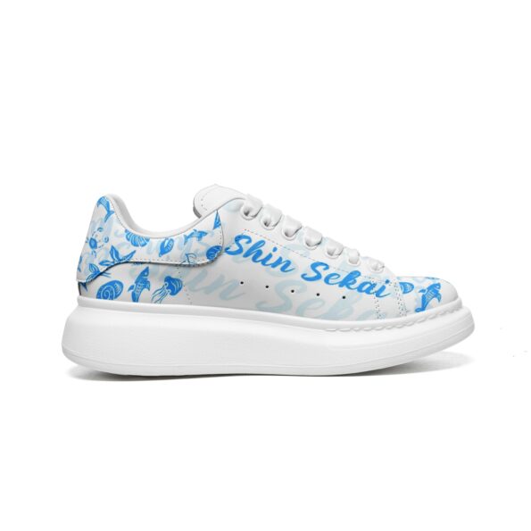 Unisex Non Slip Lace Up Faux Leather Sneakers - Image 2