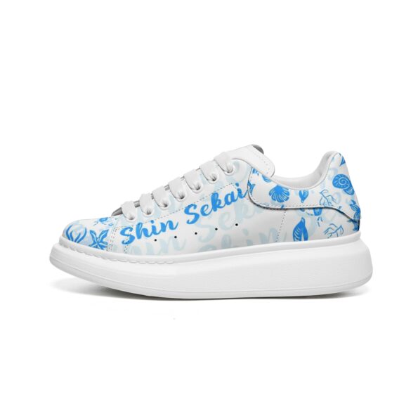 Unisex Non Slip Lace Up Faux Leather Sneakers - Image 4