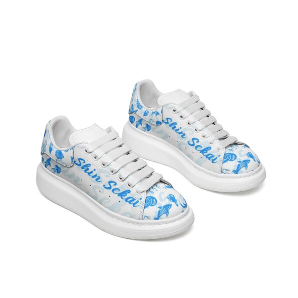 Unisex Non Slip Lace Up Faux Leather Sneakers - Image 7