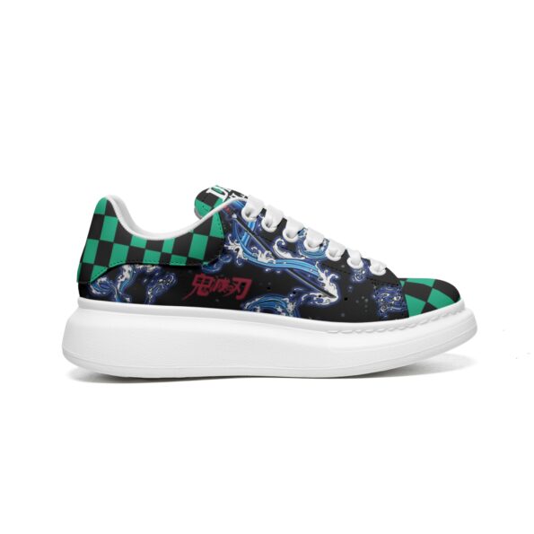 Unisex Non Slip Lace Up Faux Leather Sneakers - Image 2