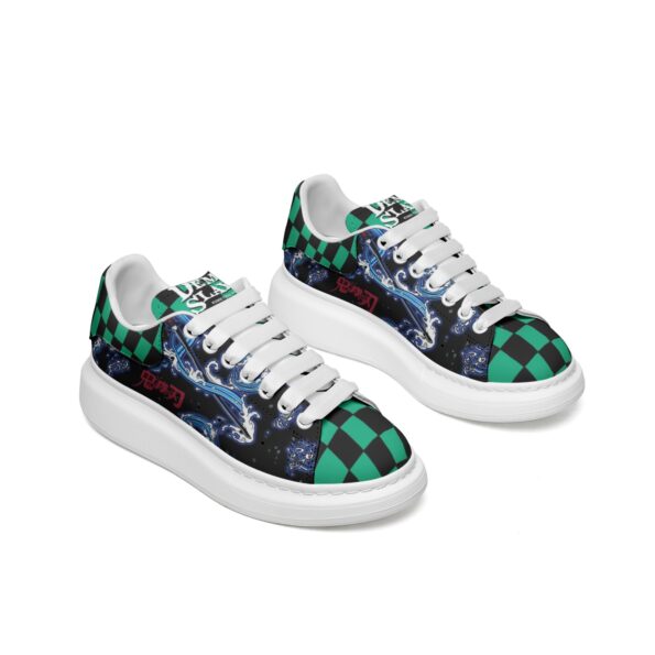 Unisex Non Slip Lace Up Faux Leather Sneakers - Image 7