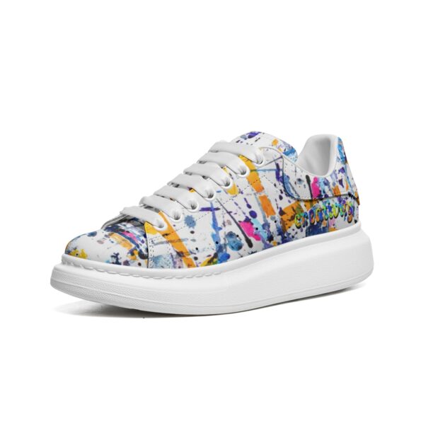 Unisex Non Slip Lace Up Faux Leather Sneakers