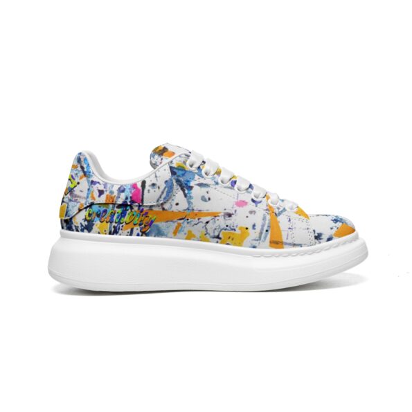 Unisex Non Slip Lace Up Faux Leather Sneakers - Image 2