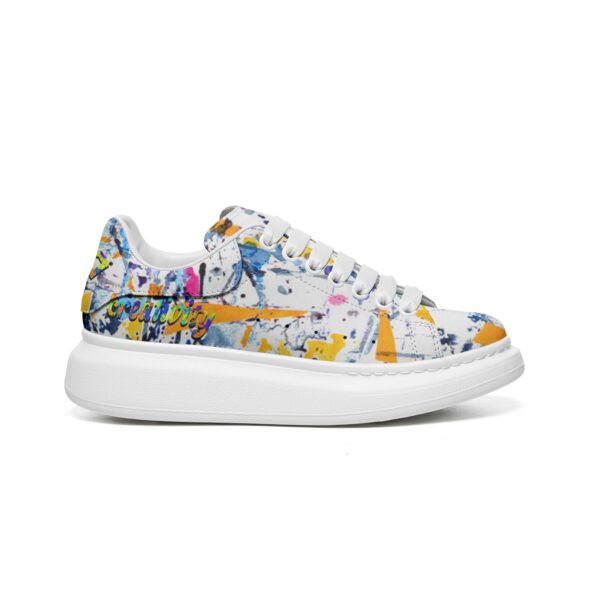 Unisex Non Slip Lace Up Faux Leather Sneakers - Image 3