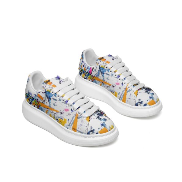 Unisex Non Slip Lace Up Faux Leather Sneakers - Image 7