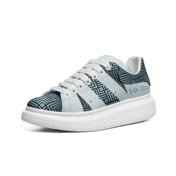Unisex Non Slip Lace Up Faux Leather Sneakers