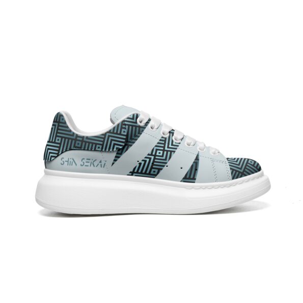Unisex Non Slip Lace Up Faux Leather Sneakers - Image 2