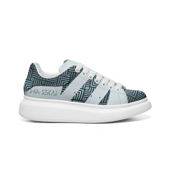Unisex Non Slip Lace Up Faux Leather Sneakers - Image 3