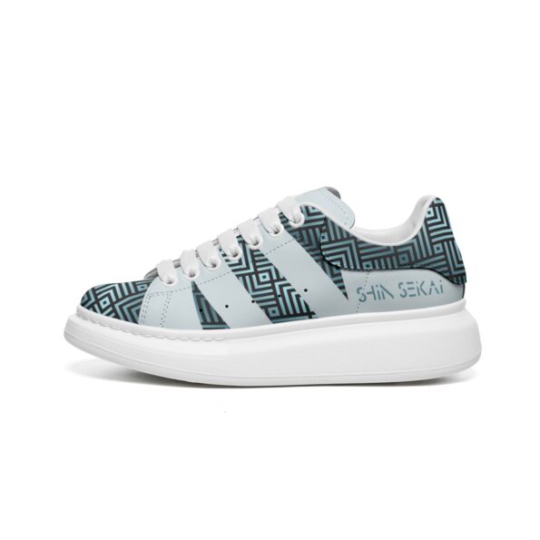 Unisex Non Slip Lace Up Faux Leather Sneakers - Image 4