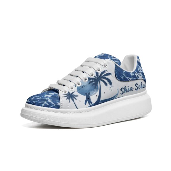 Unisex Non Slip Lace Up Faux Leather Sneakers