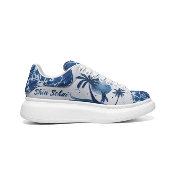 Unisex Non Slip Lace Up Faux Leather Sneakers - Image 2