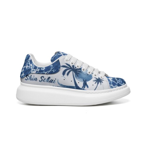 Unisex Non Slip Lace Up Faux Leather Sneakers - Image 3