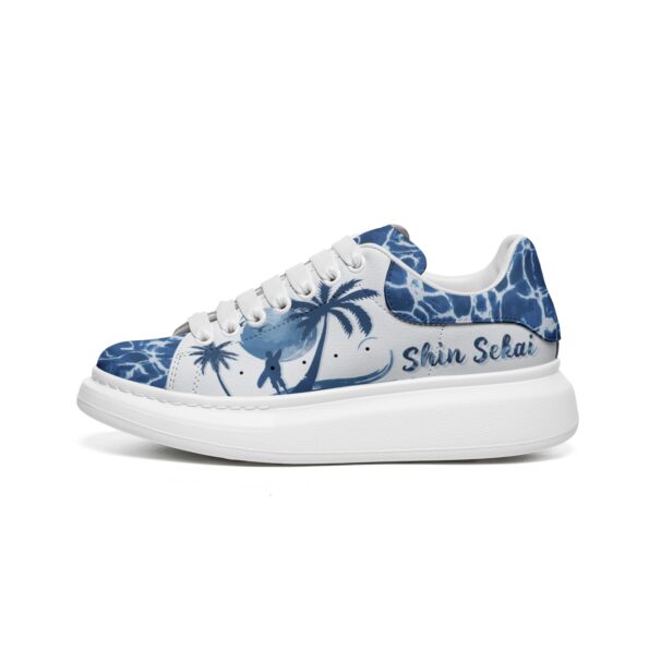 Unisex Non Slip Lace Up Faux Leather Sneakers - Image 4