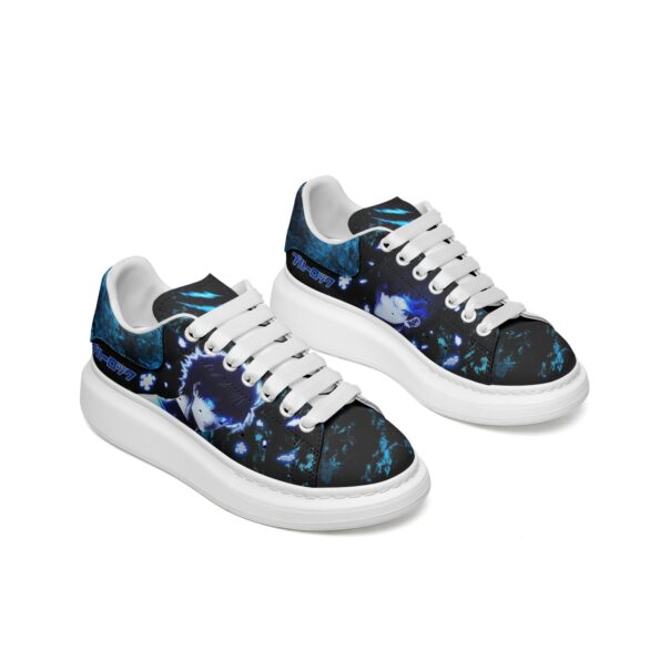 Unisex Non Slip Lace Up Faux Leather Sneakers - Image 7